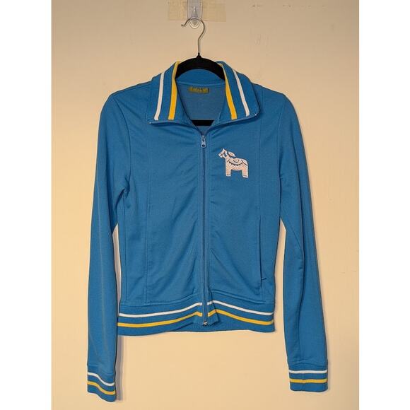 BDG Women's Medium Sverige Spellout ~ Sweden Full-Zip Track Jacket Zip Pockets - Picture 1 of 10